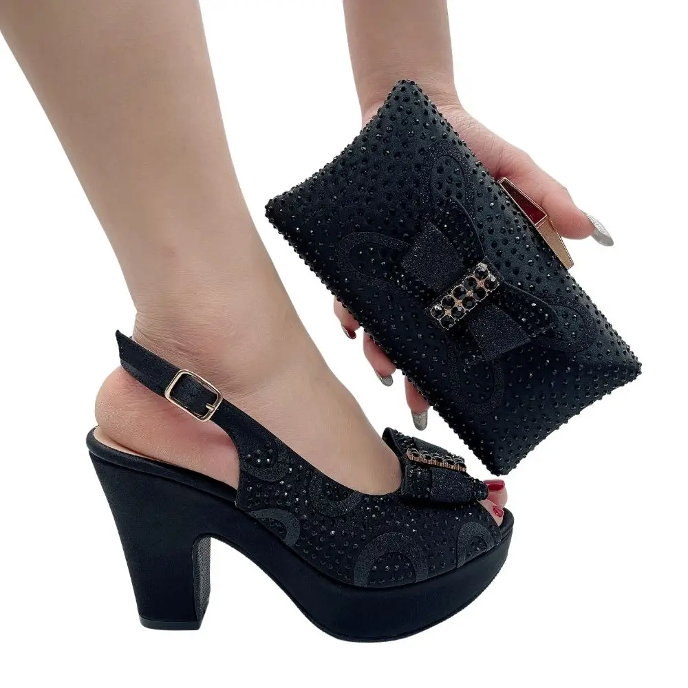 Green Party Dress Pumps with Purse Bride Bridesmaid Female Platform Shoes and Purse Heel Sandal Women Shoe and Bag Wedding Set