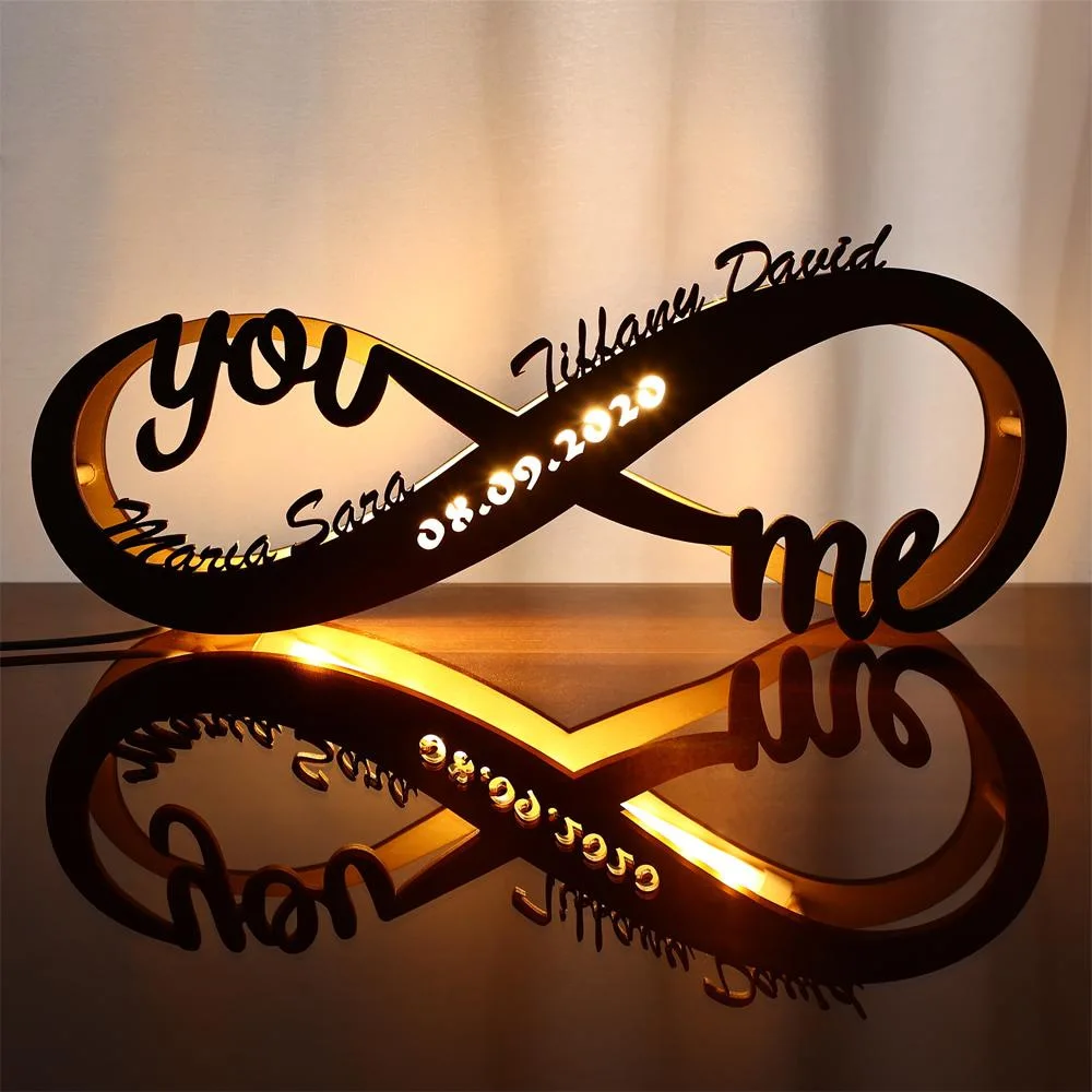 

New Wooden Lamp Couple's Infinite Name Table Lamp 3D Nightlight You&me Valentine's Day Birthday Gift