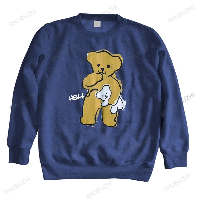 

LINDSEY SEADER Men's Hip Hop Oversized hoodie Hello Bear Printed Cotton Casual Harajuku Streetwear sweatshirt Top hoody
