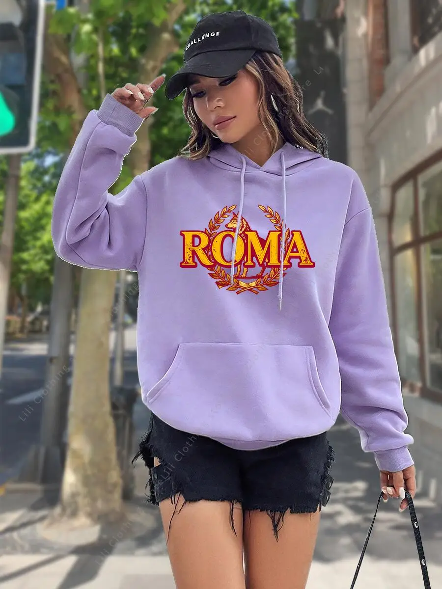 Худи с принтом ROMA для женщин, высококачественная эстетичная толстовка с капюшоном, модная осенне-зимняя одежда, новинка (art.: 3920d4d5fbff9) - 3920d4d5fbff9