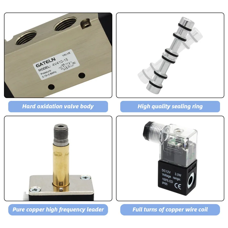 GATELN Электромагнитный клапан 4V410-15 DC24V 12V AC220V AC110V