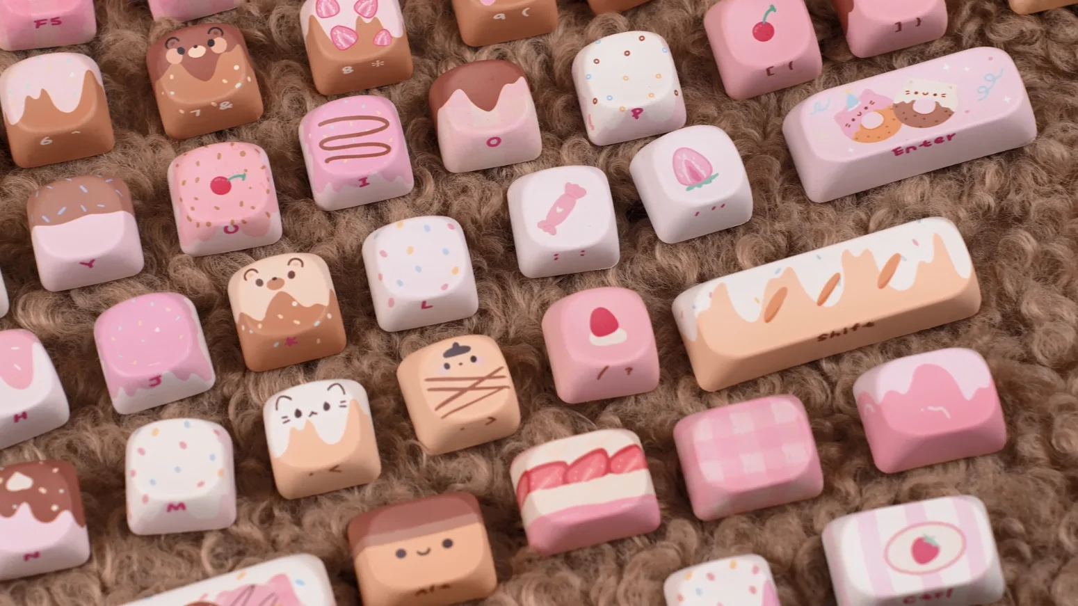 Фото KiiBOOM Dough Fluff Keycap 144 (MOA)/143 (вишня) 5-сторонние клавиши с сублимационной краской для 60%/65%/75%/TKL/полноразмерной механической клавиатуры №3
