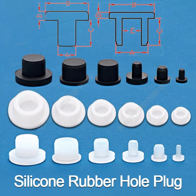 Черные/белые круглые заглушки для уплотнений из силиконовой резины, Т-образная пробка, пылезащитная заглушка, высокотемпературная уплотнительная крышка 2,7-19 мм