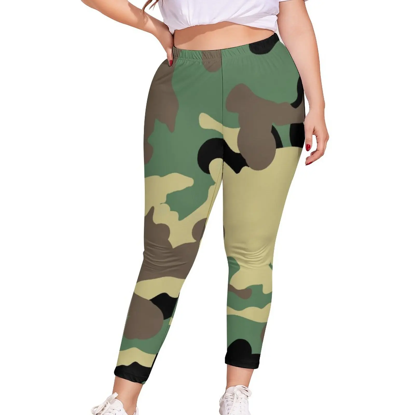 

Army Camouflage Print Leggings Green Camo Funky Leggins Female Sports Elastic Graphic Pants Large Size 5XL