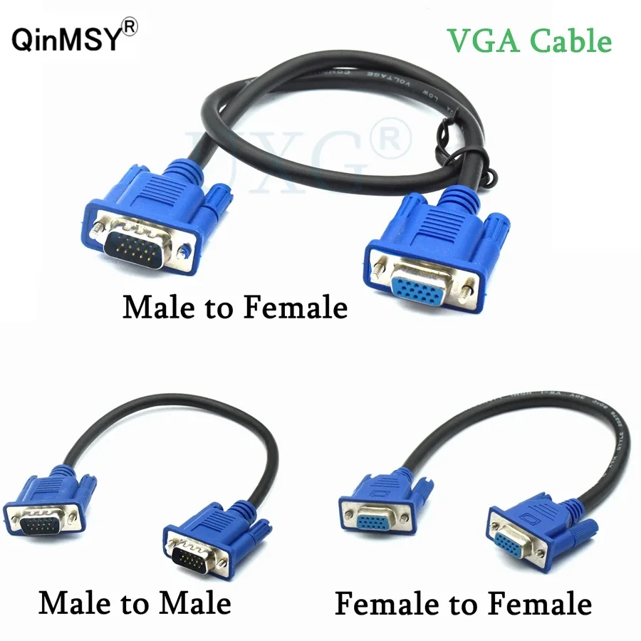 Фото HD 15-контактный VGA D-Sub короткий видеокабель VGA «папа-папа» M/M «папа-мама» и «мама» для компьютера, ТВ, проектора, монитора №1