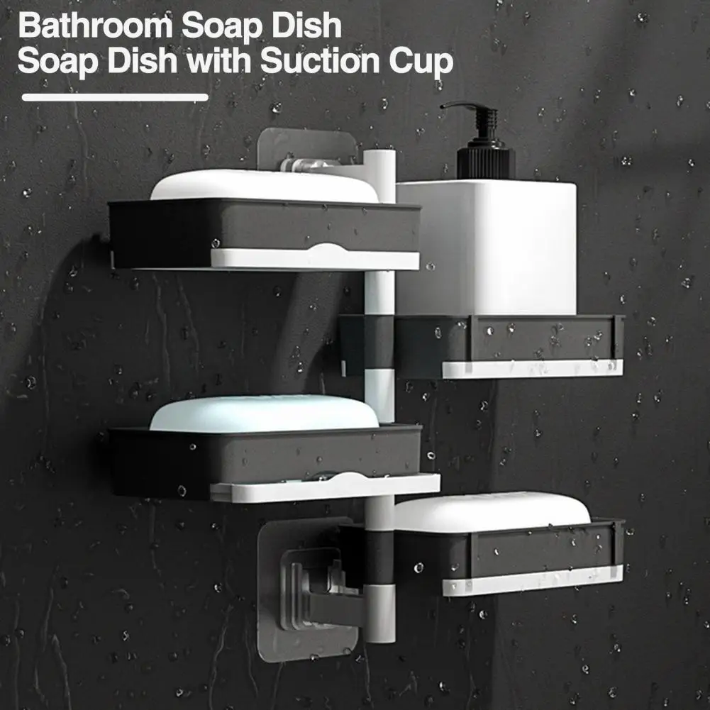 

Three-layer Soap Dish Rotatable Soap Dish with Suction Cup 4-layer Bathroom Organizer for Soap Sponge Storage Punch-free