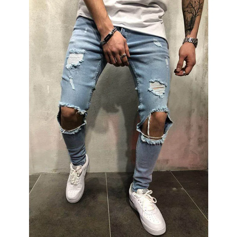 

Kenntrice 2022 Jeans for Men Stylish Trend Skinny Denim Pencil Pants Slim Fit Stretch Ripped Streetwear Mens Trousers Plus Size