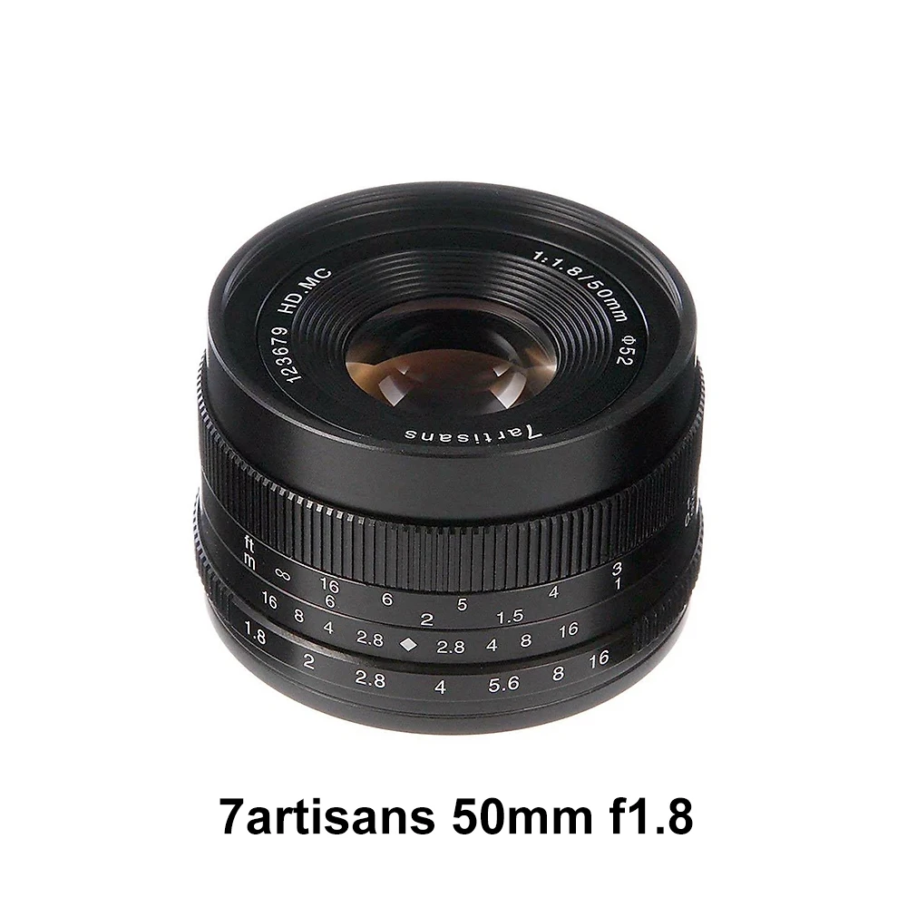 

7artisans 50 мм F1.8 портретный объектив с большой диафрагмой для Sony E Canon M Fuji X-S10 M43 камера с креплением