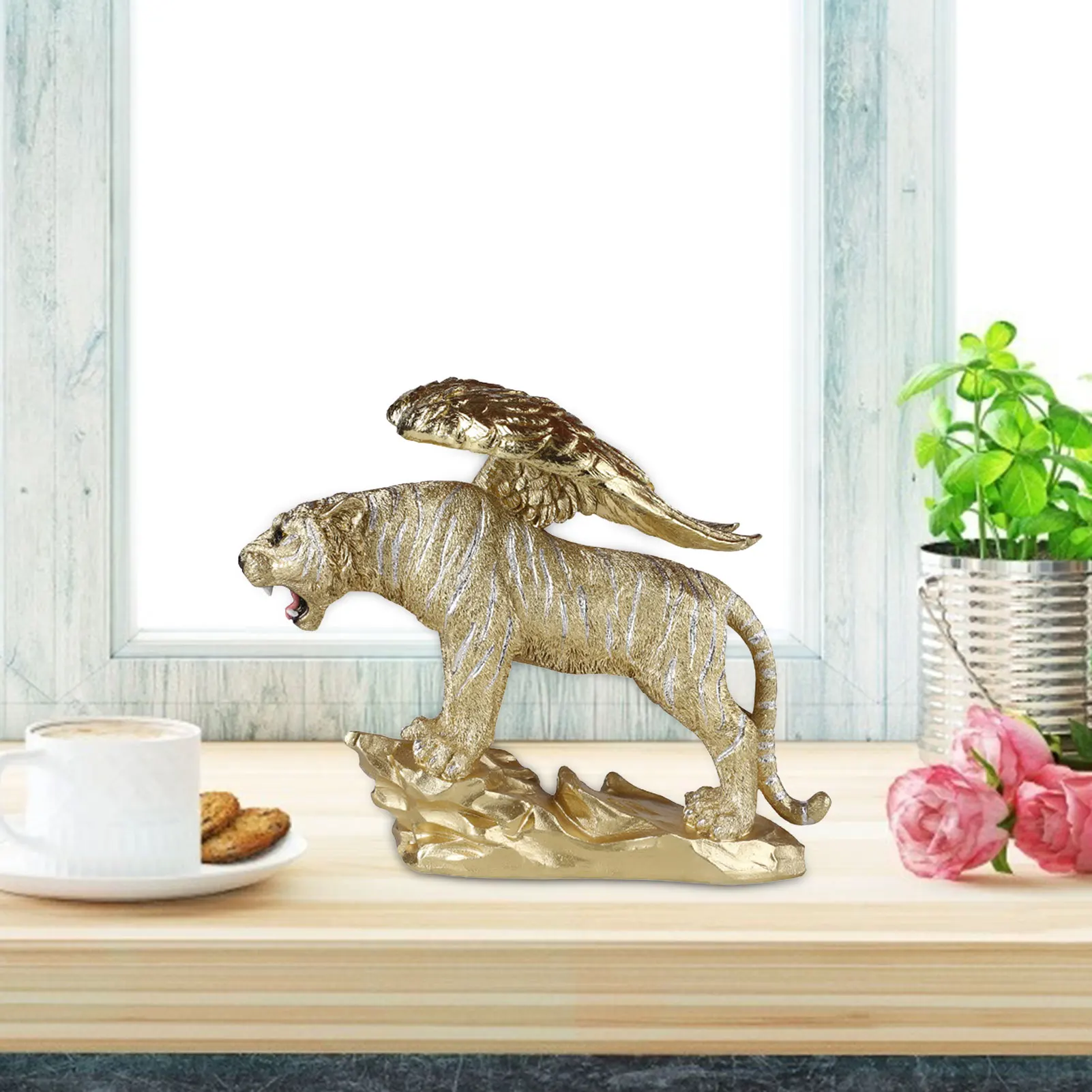 

2022 статуя тигра зодиака китайский год Тигра Золотая фигурка Коллекционная смола скульптура льва настольные украшения счастливый новый год