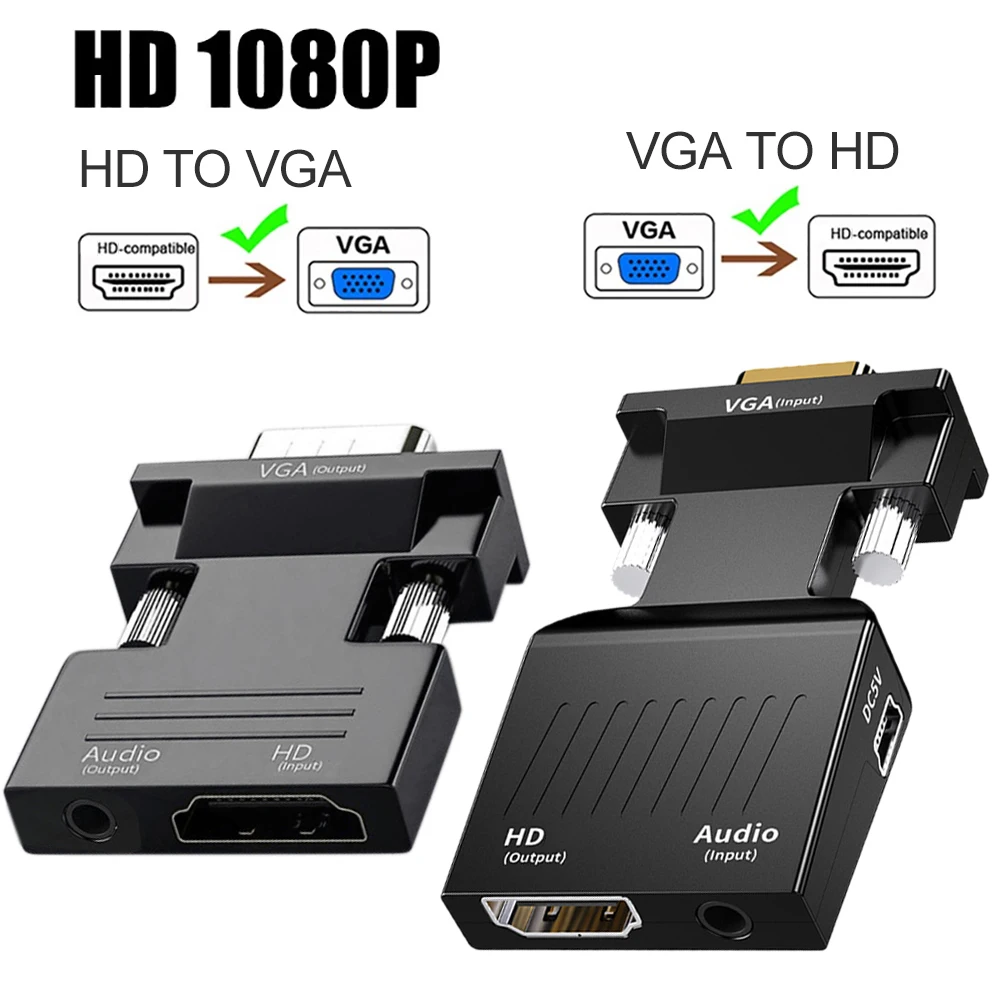 

HD 1080P VGA to HDMI-compatible Converter Adapter Female to VGA Male Converter With Audio For PC Laptop to HDTV Projector