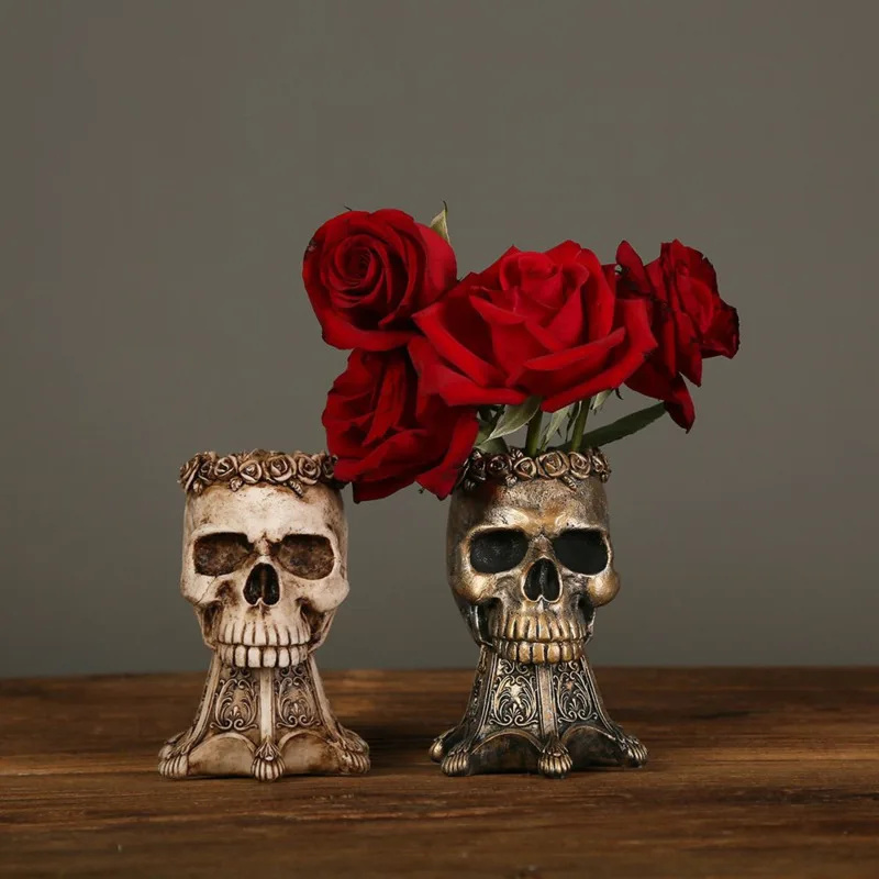

Halloween Vintage Crossbones Skull Ornaments Modern Living Room Decor Terrifying Halloween Decoration Home Skeleton Head Vase