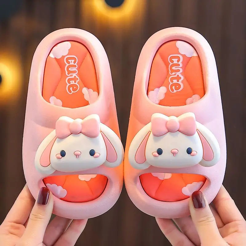 Children's Slippers Kawaii Summer Girl Princess Cute Cat Indoor Household Non-slip Soft Bbottom PVC Boy Baby Slippers