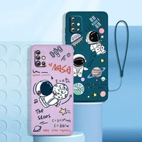 cartoon astronaut cute phone case for samsung a73 a71 a53 a51 a23 a21s a52 a32 a22 a13 a12 a50 a30 a20 a03s liquid rope