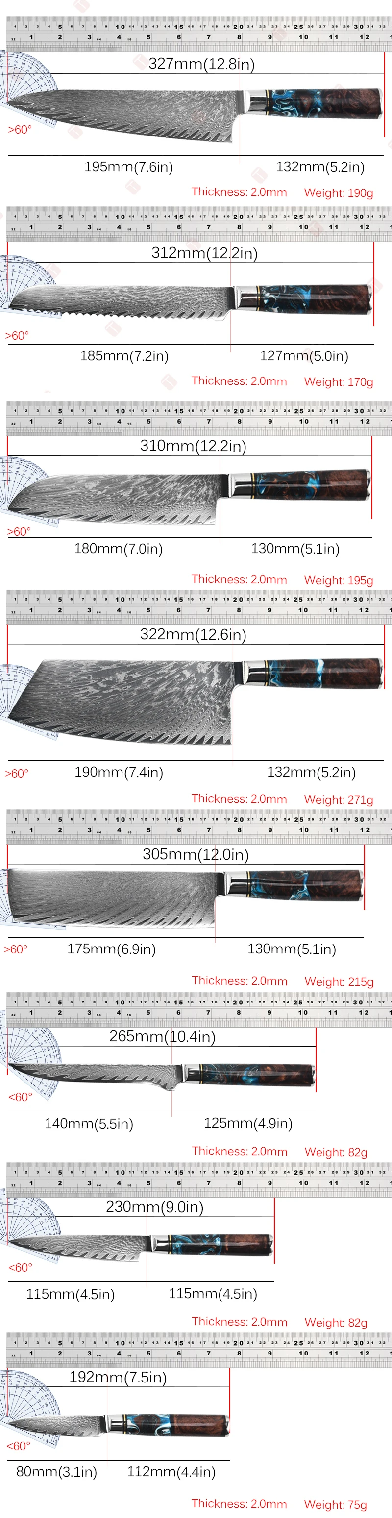 Ультра-острый нож для обвалки японские ножи шеф-повара дамасская сталь мясника