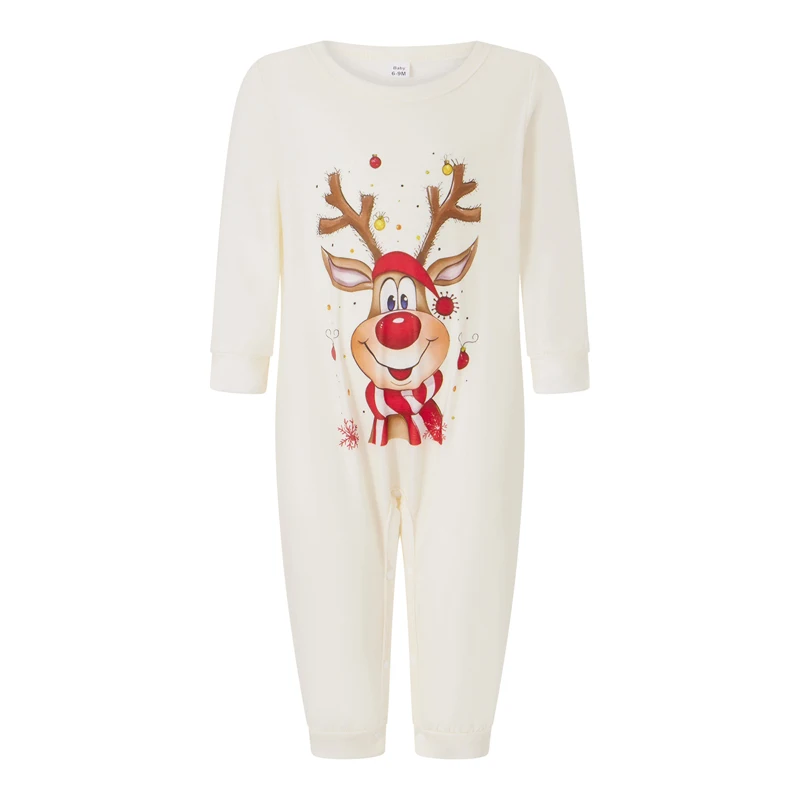 Рождественский Семейный комплект пижамы 2025 топы с длинным рукавом и круглым