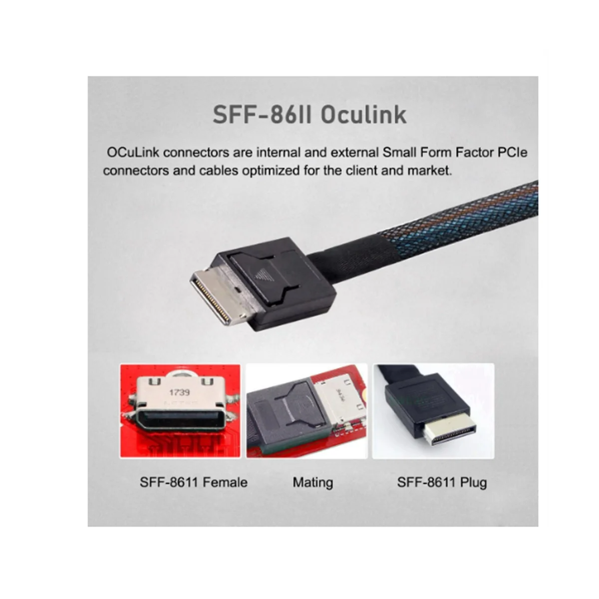 Переходник PCIe на телефон Oculink SFF-8611 to PCI-Express 16X 4X адаптер с портом питания SATA для