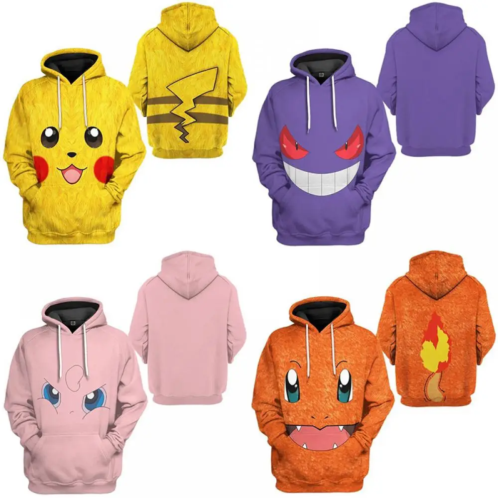

Толстовка с капюшоном с изображением покемона, милая Аниме Пикачу, чармандер, Сквиртл, джигглиффи, Бульбазавр, Mewtwo3D, куртка с цифровым принтом, одежда для косплея