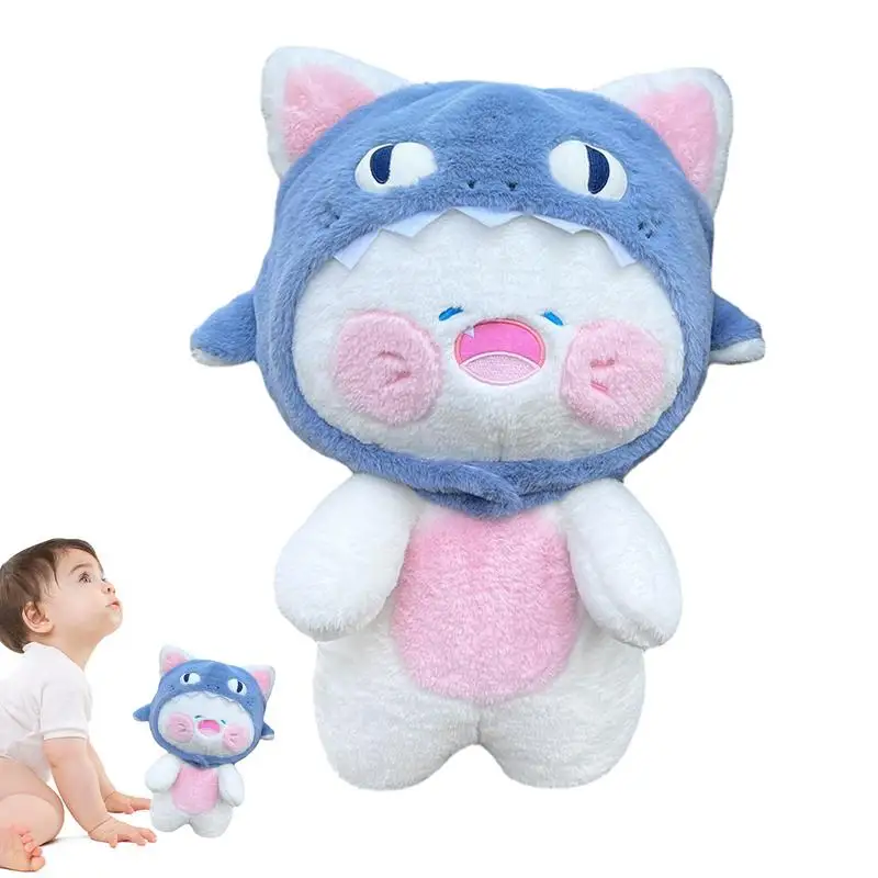 

Плюшевая подушка в виде акулы, кошки, 35 см, мягкая кукла со съемной шапкой акулы, мягкие игрушки-животные для детской, гостиной, спальни, дивана
