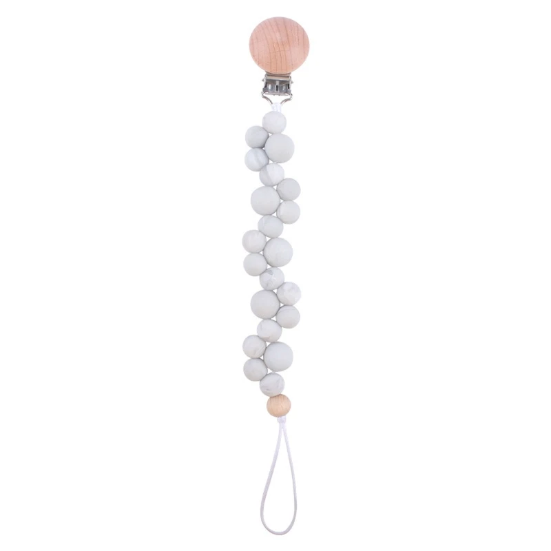 

Baby Pacifier Chain Clip Nursing Soother Holder Silicone Beads Teether Beech Wooden Clip DIY Dummy Nipple Holder Leash Strap