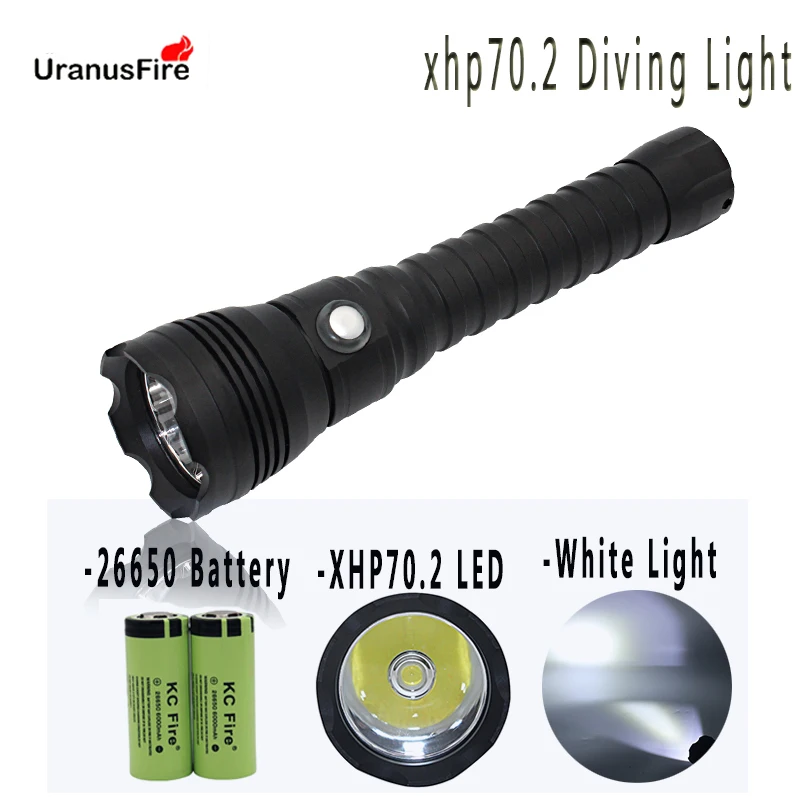 

Powerful XHP70.2 LED diving Flashlight torch 4000 lumens Underwater 100M 26650 waterproof scuba flashlight 5 Mode led Tactical