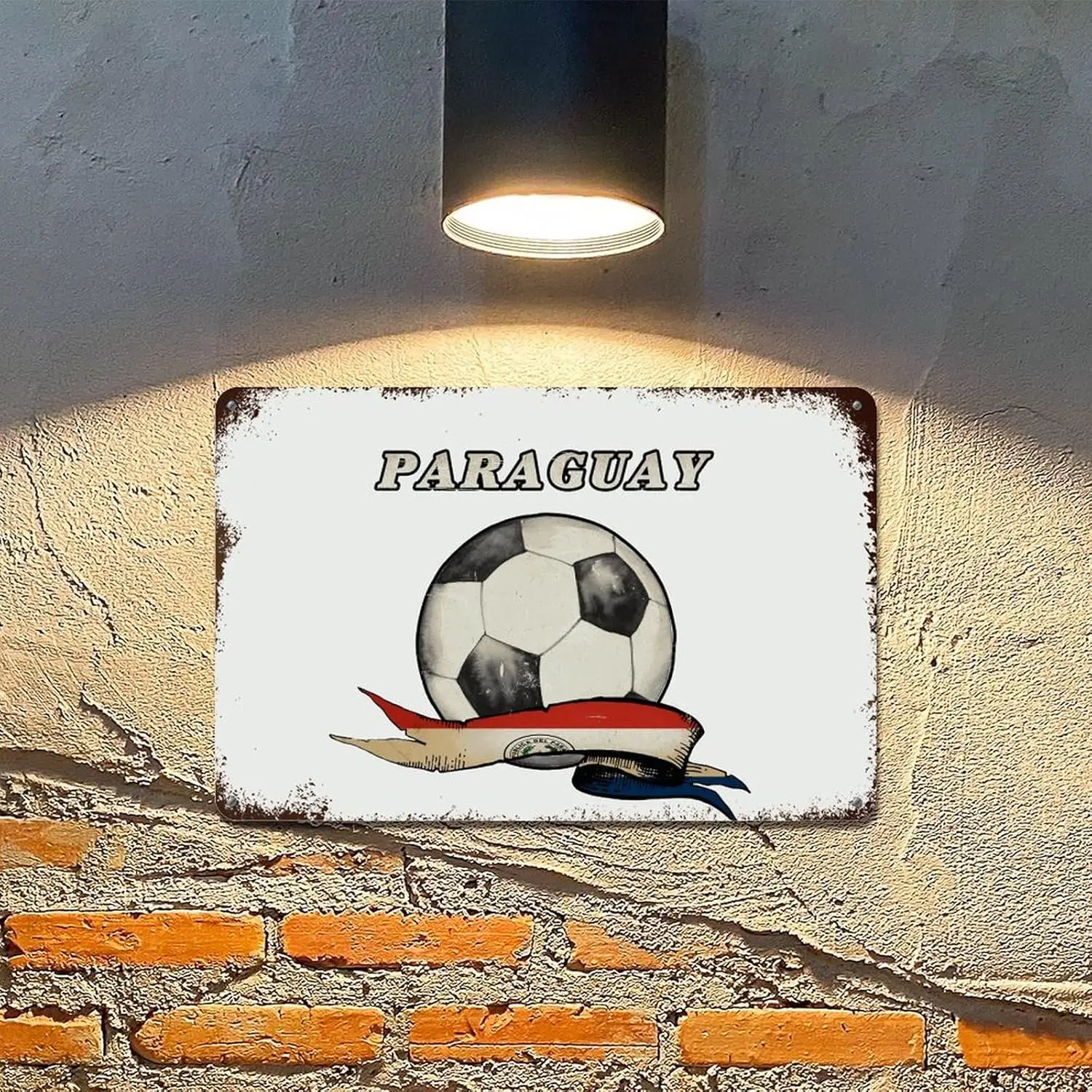 Металлический настенный знак с флагом Парагеи Флаг винтажным футбольным