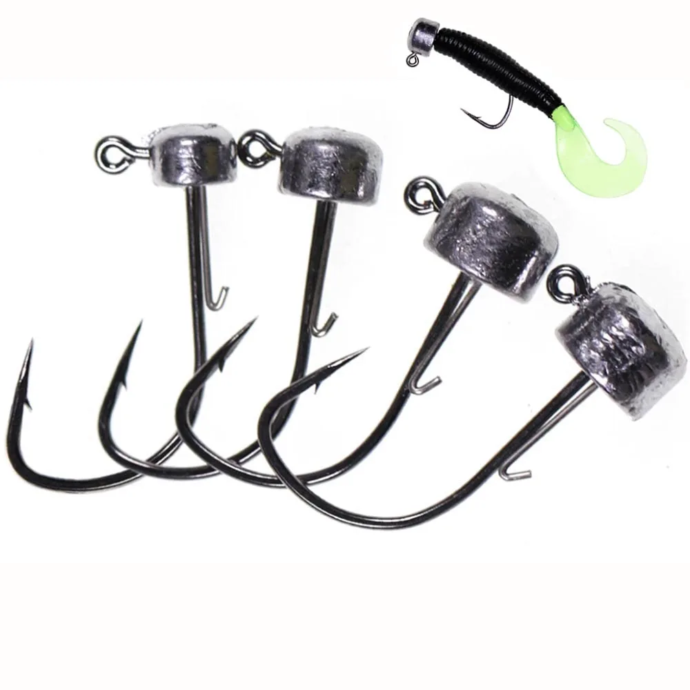 

10pcs/lot Ned Rig Fishing Hook 1.5g 2.5g 3.5g 4.5g Jig Head Bared Fishhook Soft Worm Lure Fishing Accessories