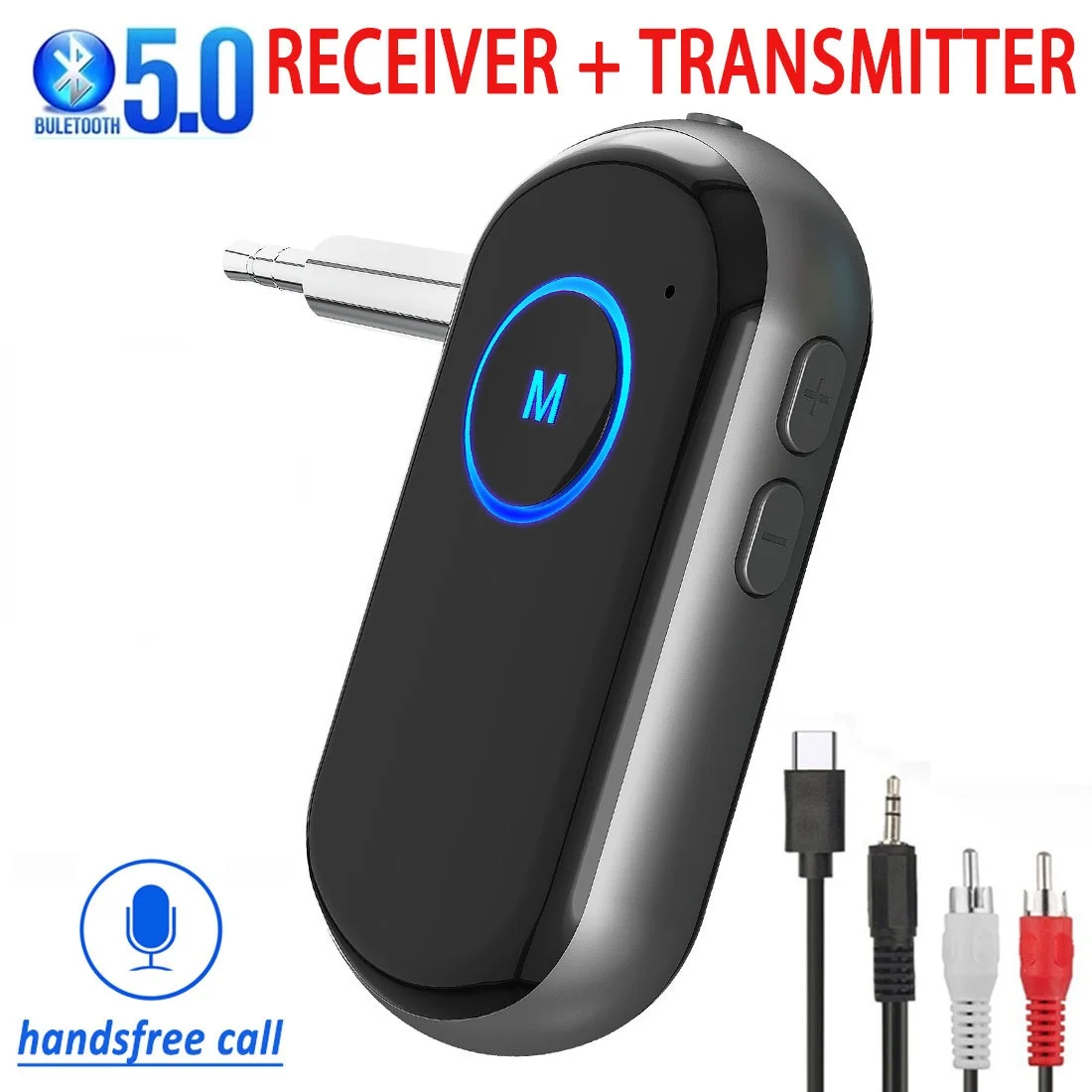 

Bluetooth 5.0 trasmettitore ricevitore 3.5mm AUX Jack HiFi musica adattatore Audio Wireless Kit vivavoce per auto per altoparlan