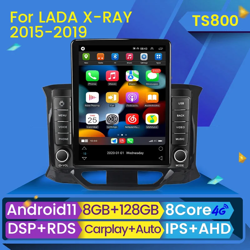 Автомобильный радиоприемник 8G 128G Android 11 для LADA X Ray Xray 2015 - 2019 мультимедийный плеер 2