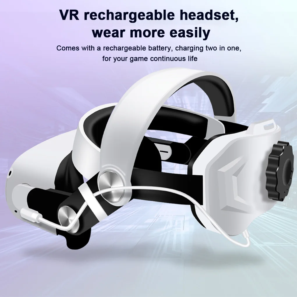 

VR Headset Adjustable Head Strap with Battery Mobile Power Virtual Reality Headband Face Cushion Replacing Accessory