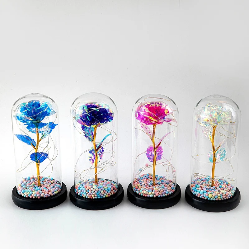 

Flower With LED Light In Glass For Christmas Valentine's Day Mother's Day Gifts For Girlfriend Wife Women