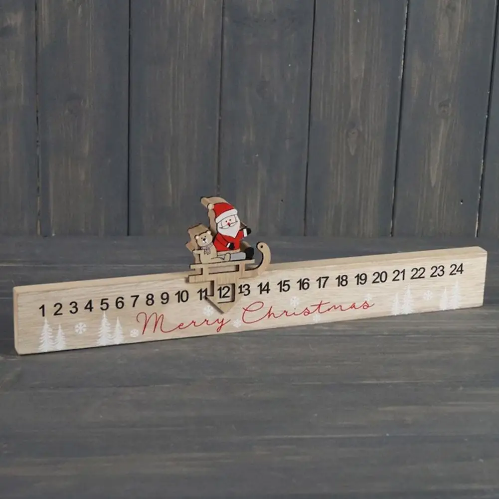 

Деревянный Дед Мороз слайдер праздничный деревянный Рождественский дед обратный отсчет календарь экологичный домашний декор для праздничного сезона стол