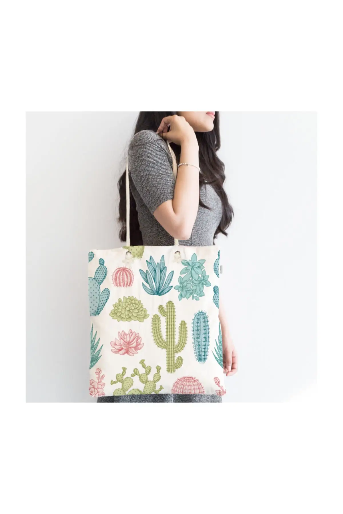 

Женская пляжная сумка с принтом кактуса, цветная Современная тканевая сумка-тоут на молнии, модные летние большие сумки через плечо для пок...