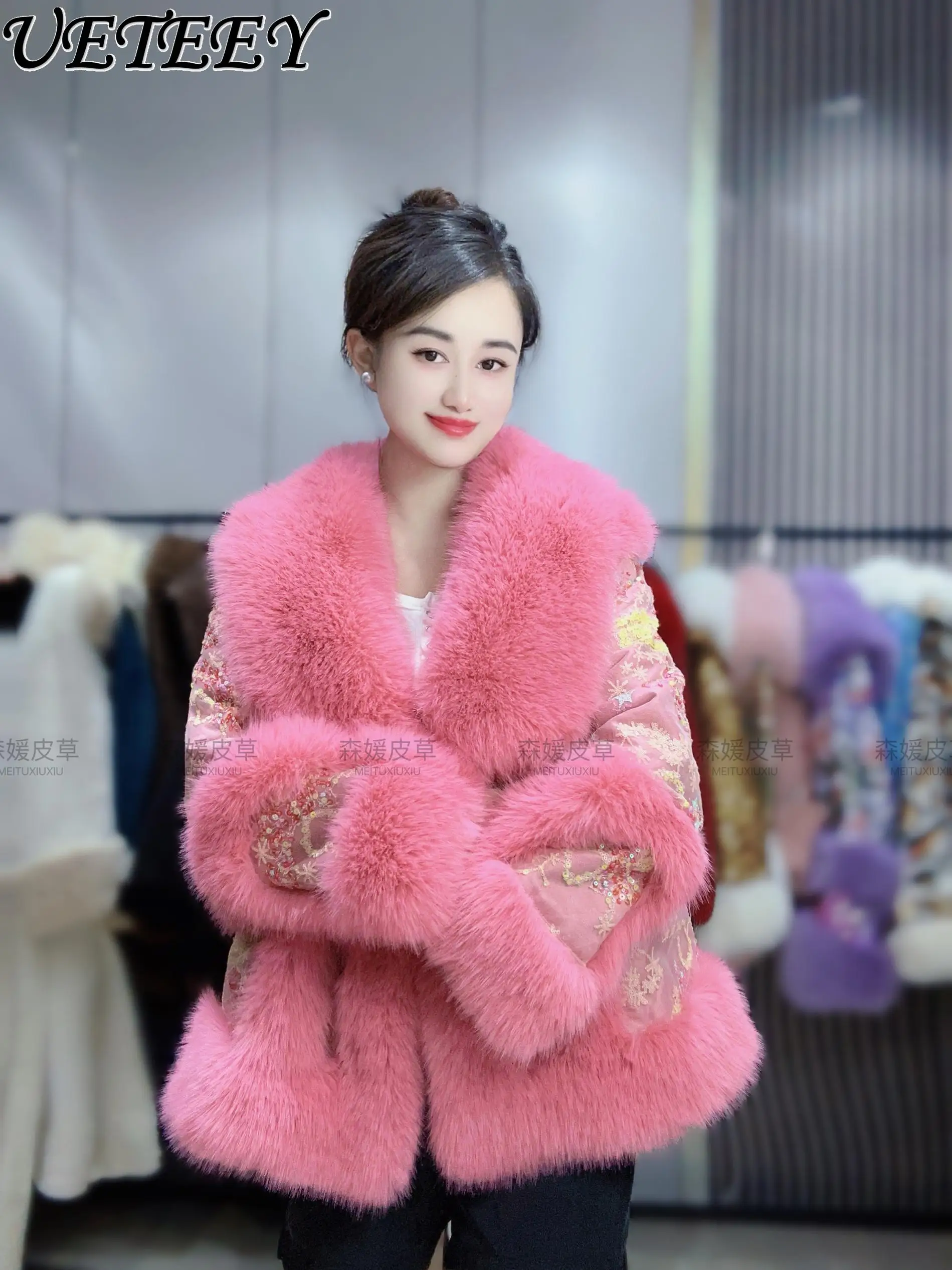 Новая шуба из искусственного меха флиса зимняя модная пуховая тяжелая