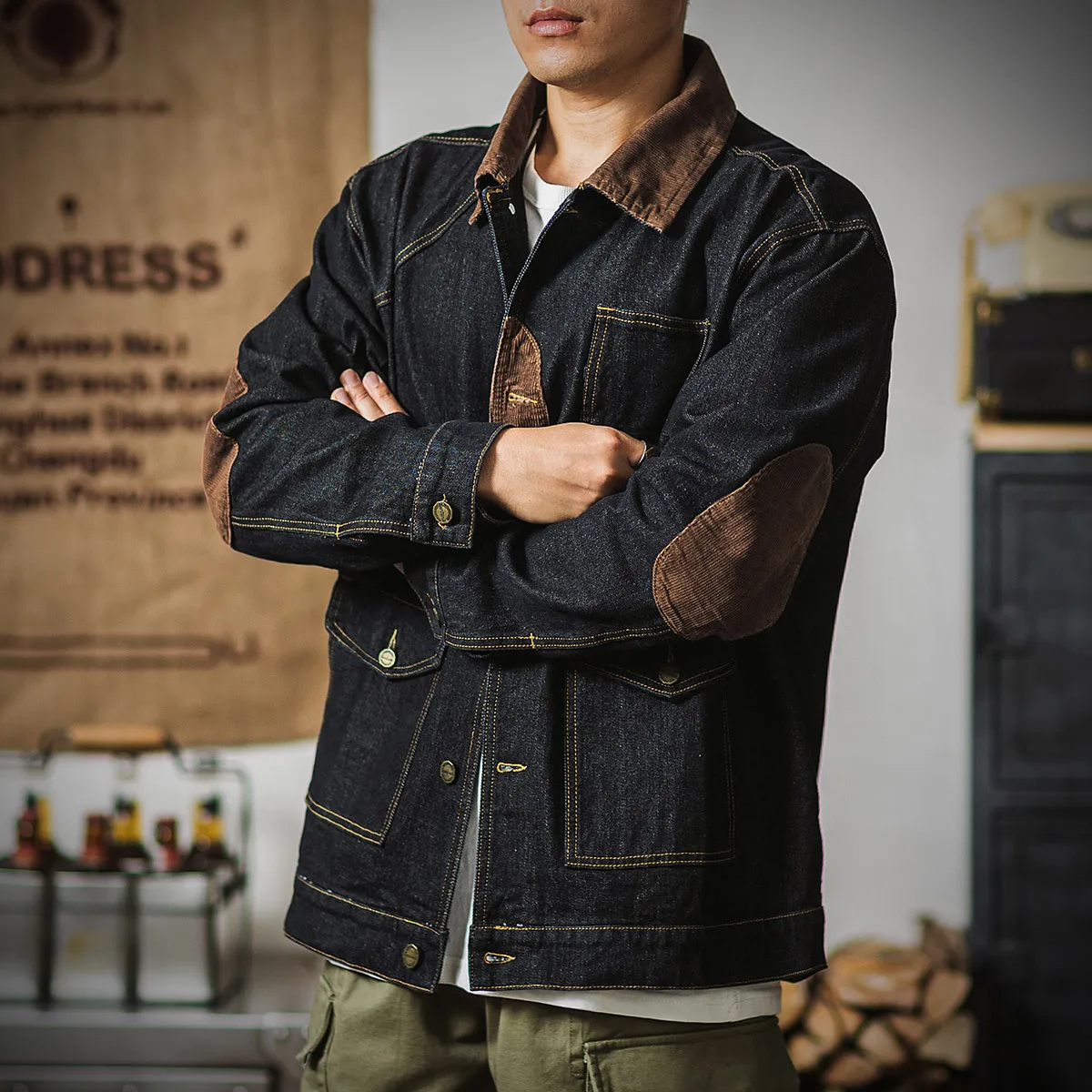 

Tooling vintage tough jacket washed denim tough guy coat men's denim shirt