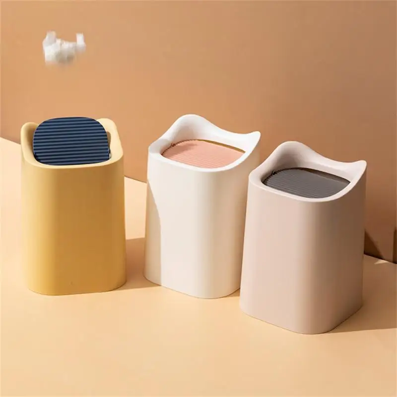 

Independent Inner Barrel Desk Dustbin Flip Design Ins Sundries Storage Bucket Creative Mini Desktop Trash Can Cute Refuse Bin