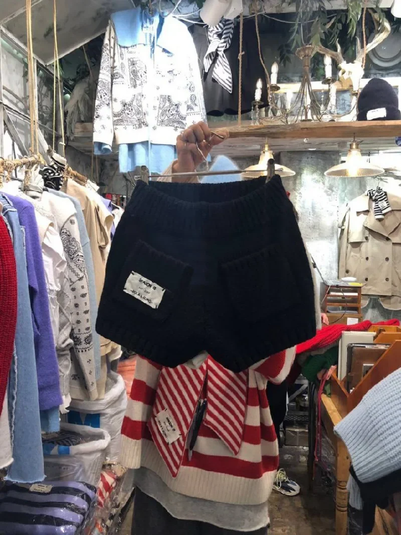 Pantalones Cortos De Mujer осенние вязаные повседневные шорты с надписью женские широкими