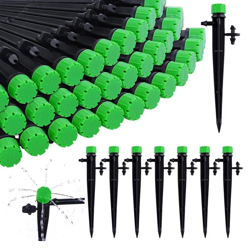 300 Pieces 360 Degree Adjustable Irrigation Drippers With Barbed Connector For 4/7 MM Tube, Water Flow Irrigation System