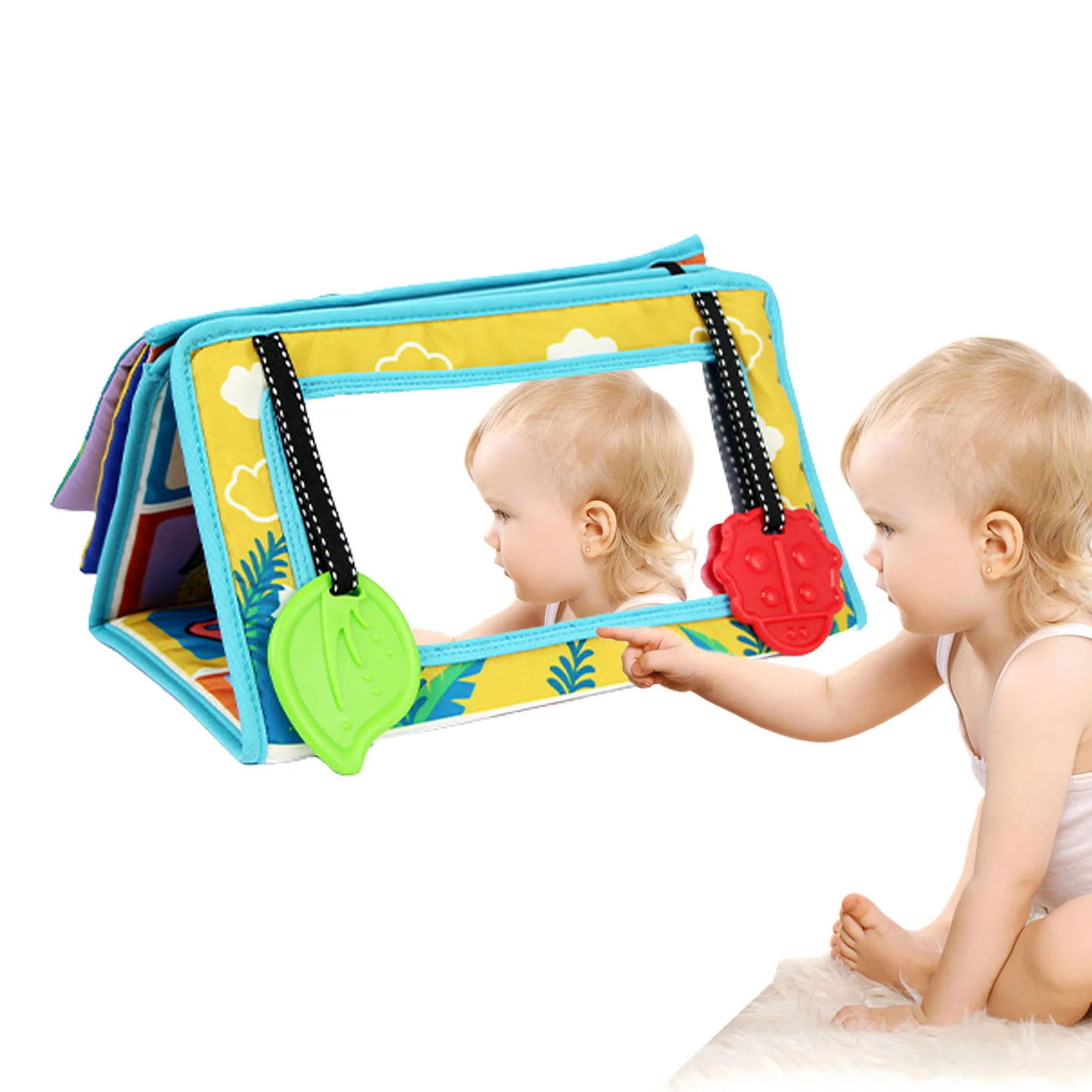 

Tummy Time Floor Mirror Double High Contrast Play Activity Mat Crinkle Toys Tummy Time Floor Mirror With Crinkle Cloth Book And
