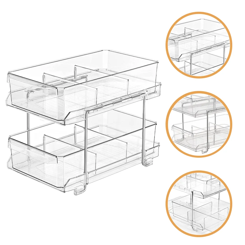 

Double Shelf Washroom Desktop Organizer Bathroom Vanity Countertop Makeup Organizer Box