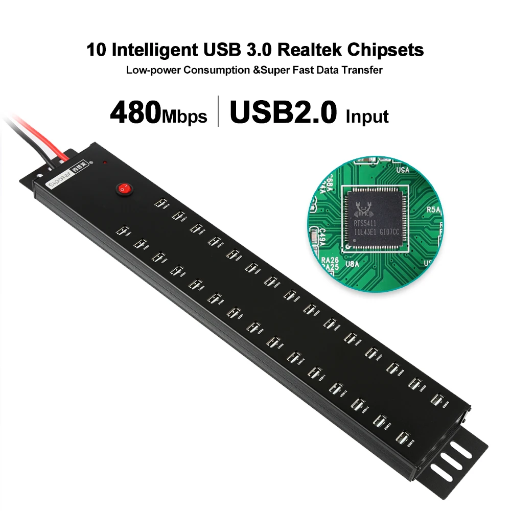 USB-хаб на 30 портов с LED-индикаторами и поддержкой синхронизации для iPad, iPhone, устройств Android (art.: 3920db706f69c) - 3920db706f69c
