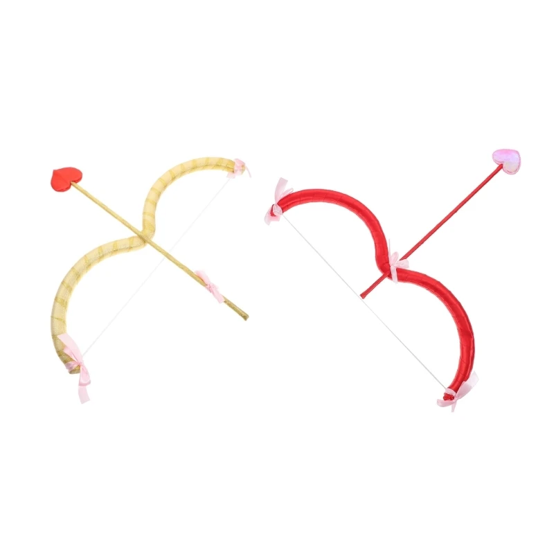 

41QC Cute Cupid-Bow-and-Arrow Set Cupid-Costume Photography Props Bow-and-Arrow Prop Party Favor for Valentine's Day Costume
