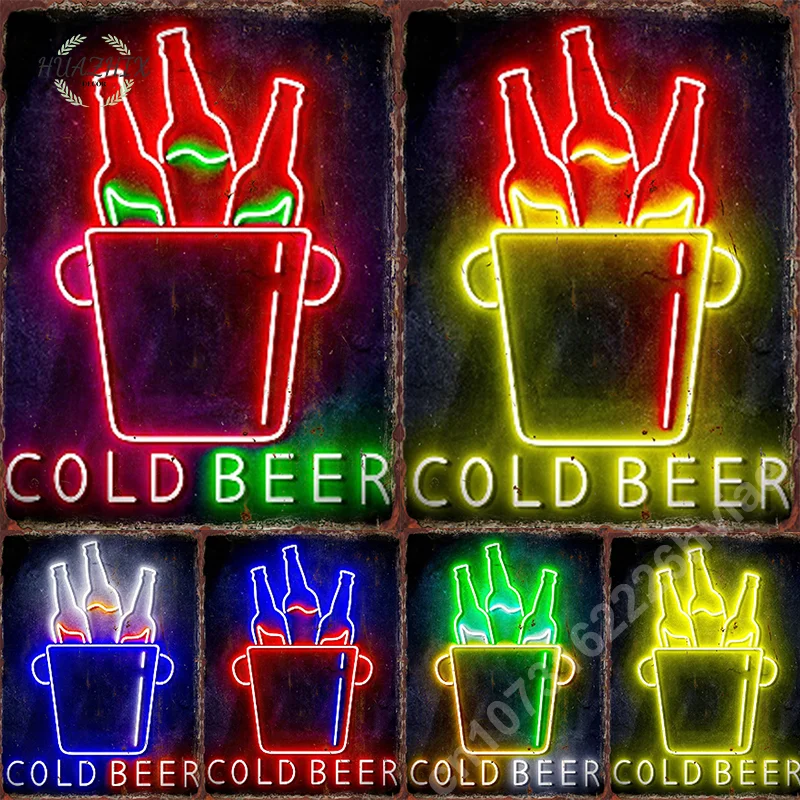 

Pub Beer Metal Tin Sign Wall Plaque Retro Neon Home Room Decor for Club Cafe Aesthetics Poster Painting Decoration Art Picture