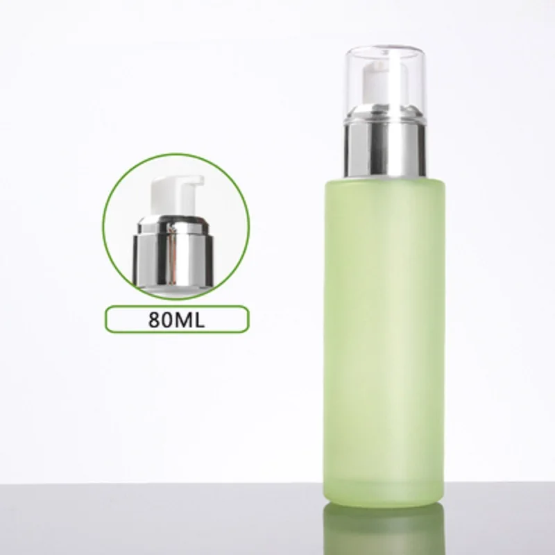 80ml frosted/green/blue glass bottle silver pump serum/lotion/emulsion/foundation moisture toner skin care  cosmetic packing
