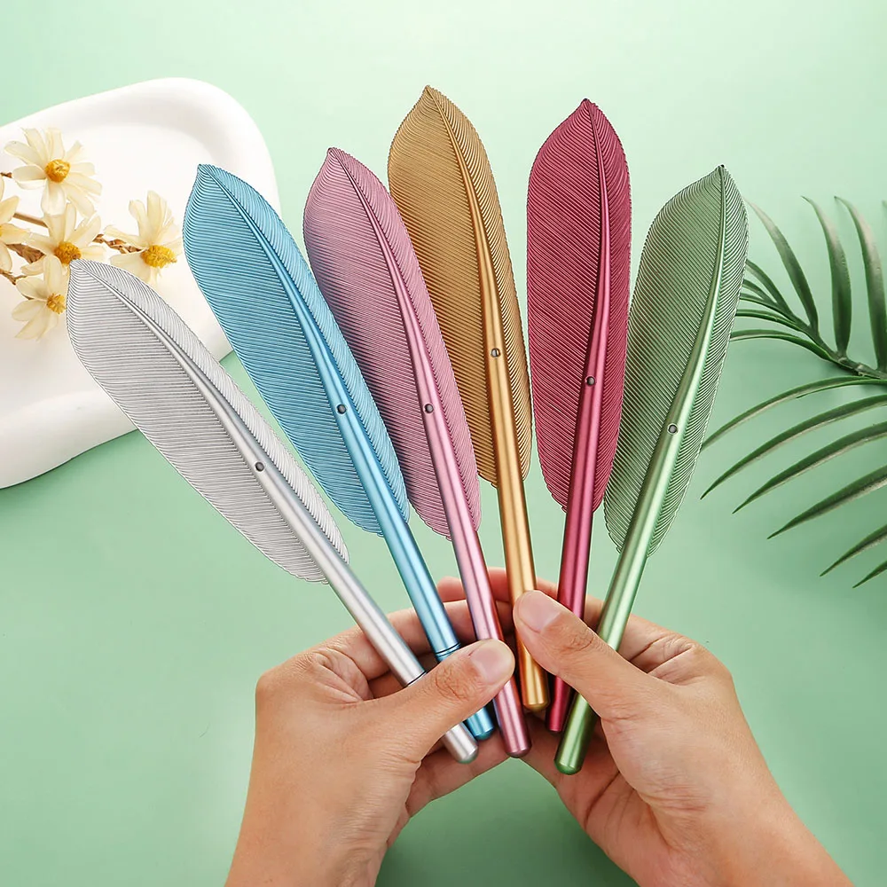 

0.5mm Simulate Feather Ink Pen Creative Metallic Colour Neutral Pen Gift School Office Supplies Stationery Writing Tools