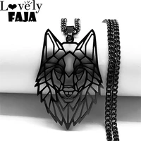 gothic stainless steel wolf necklace chain womenmen black color hollow pendant necklaces jewlery acero inoxidable nxh434s03