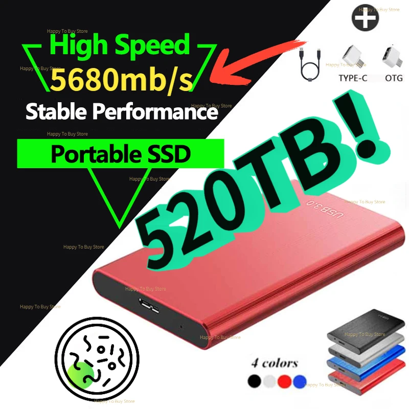 

500TB Protable SSD High-speed 128TB 500GB 1TB External Hard Drive 2TB 1TB 8TB USB3.1 Hard Disk Storage Device for Desktop Laptop