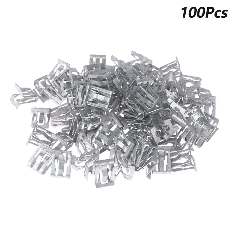

100pcs Car Dashboard Console U-type Metal Clip CD Panel Retainer Clips Automobile Instrument Panel Snap Clip Fastener