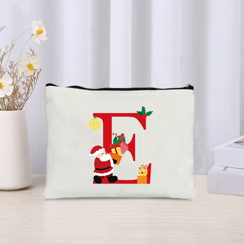 Рождественская косметичка с буквами A-Z маленькая холщовая многоразовые