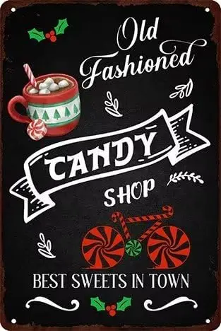 Старомодный магазин конфет Best Sweets In Town Металлическая жестяная вывеска Ретро