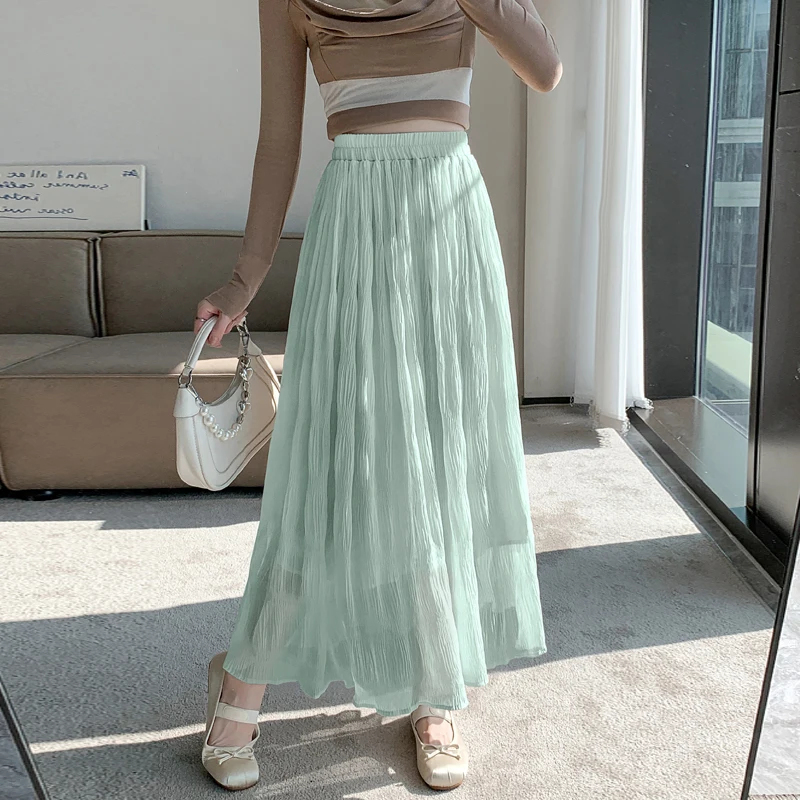 Женская юбка весна-лето 2024 с высокой талией плиссированные юбки черные белые